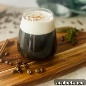 Sweet Cream Cold Foam Recipe next to coffee beans.