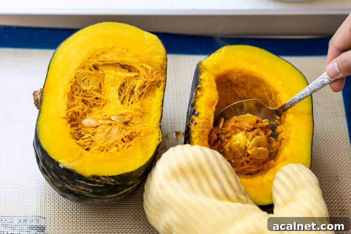 Scooping out the seeds from a pumpkin.