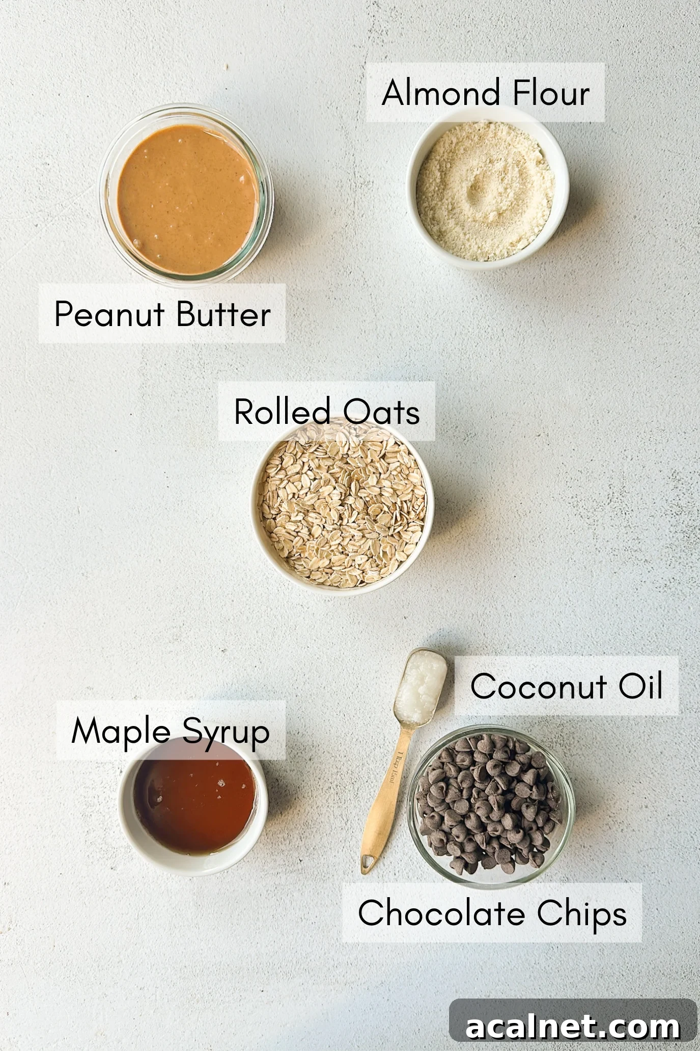 Ingredients to make peanut butter oatmeal cups.