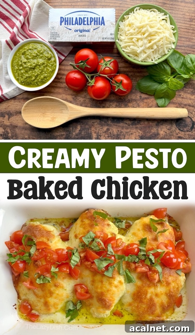 How to make a yummy chicken dinner recipe for your family with cream cheese and store bought pesto! This easy weeknight meal is a hit with my kids and husband. It's naturally low carb yet tastes like comfort food. Serve with pasta or potatoes!
