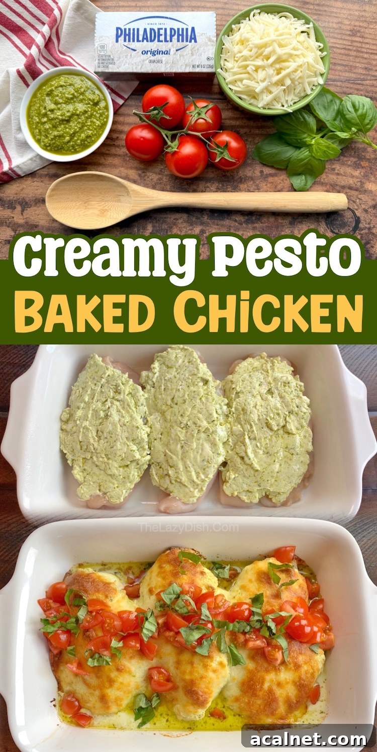 Are you looking for easy chicken dinner recipes? This amazing cream cheese and pesto chicken is made with just a few basic ingredients and is quick to prepare. This versatile dinner is family friendly, kid approved, and a healthy option for the entire family. Healthy comfort food! This oven baked chicken is naturally low carb but perfect for your picky eaters as well. 