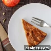 Close up of a slice of Swedish Apple Cake.
