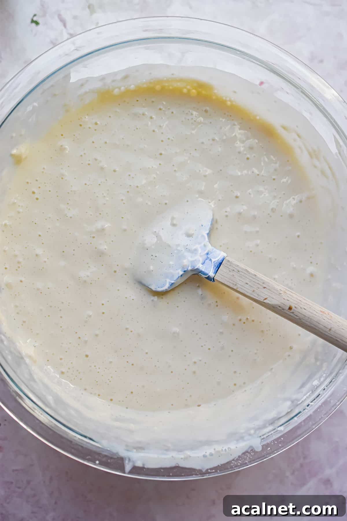 Fluffy Pancakes Made with Cake Flour: Light, Tender Stacks 6 The batter is mixed together.