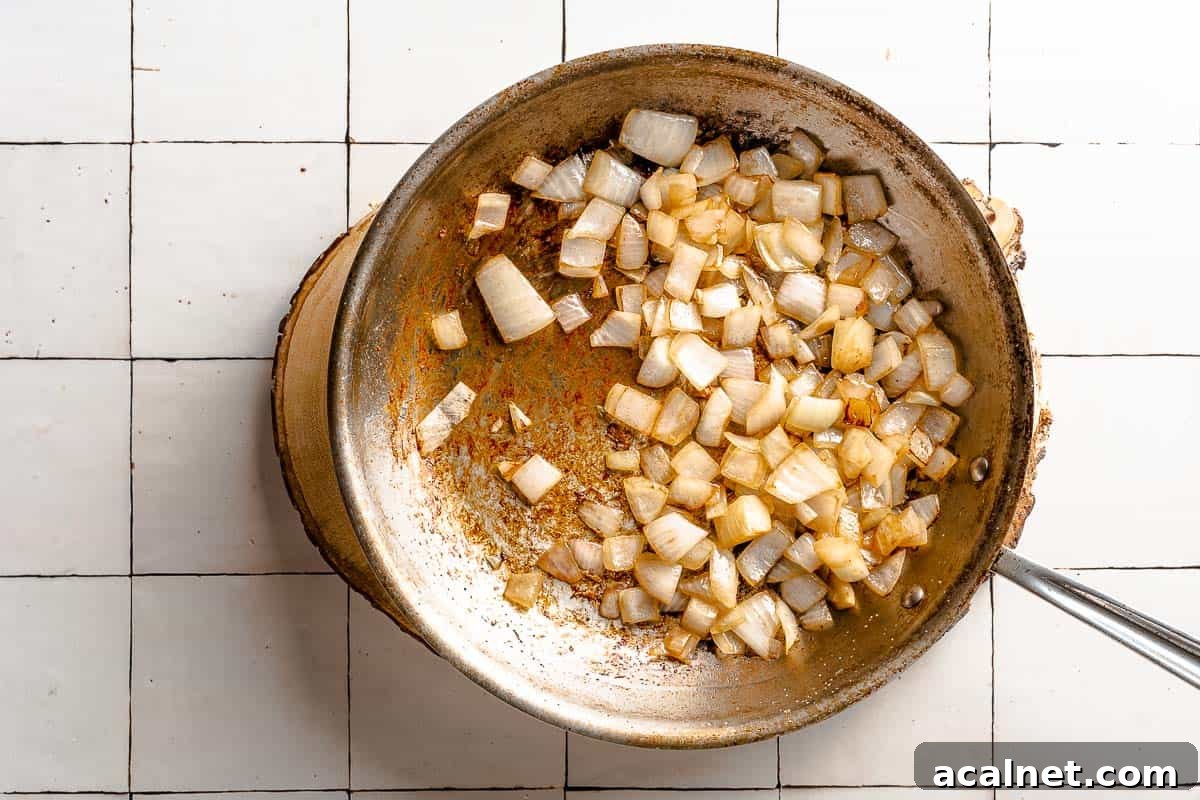 browned onions in skillet