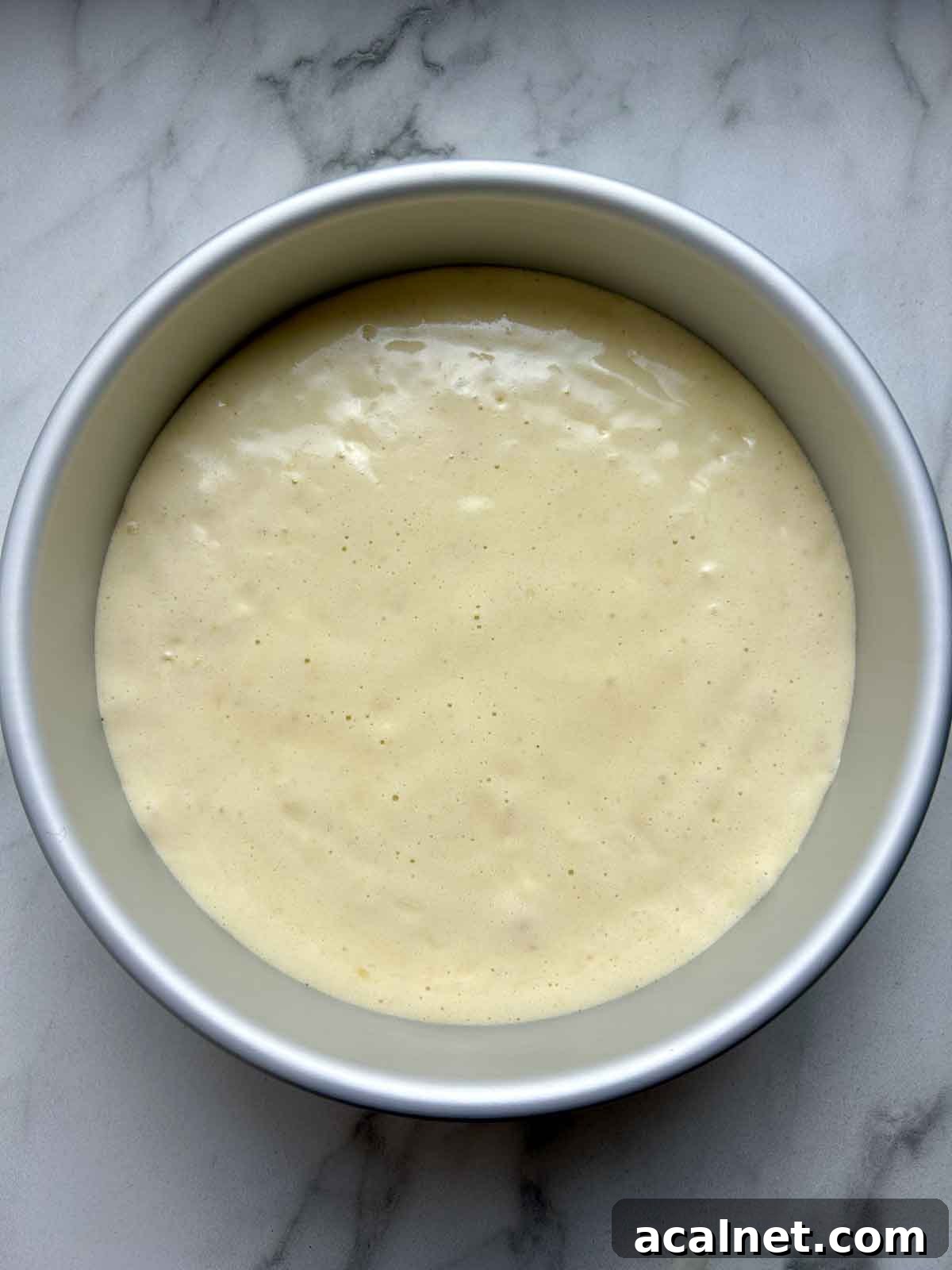 batter poured into cake pan.