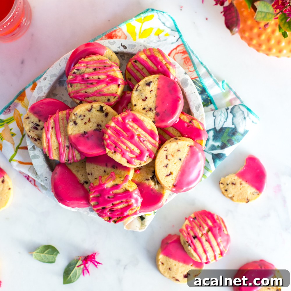 Glazed Hibiscus Shortbread Cookies by Baking The Goods.