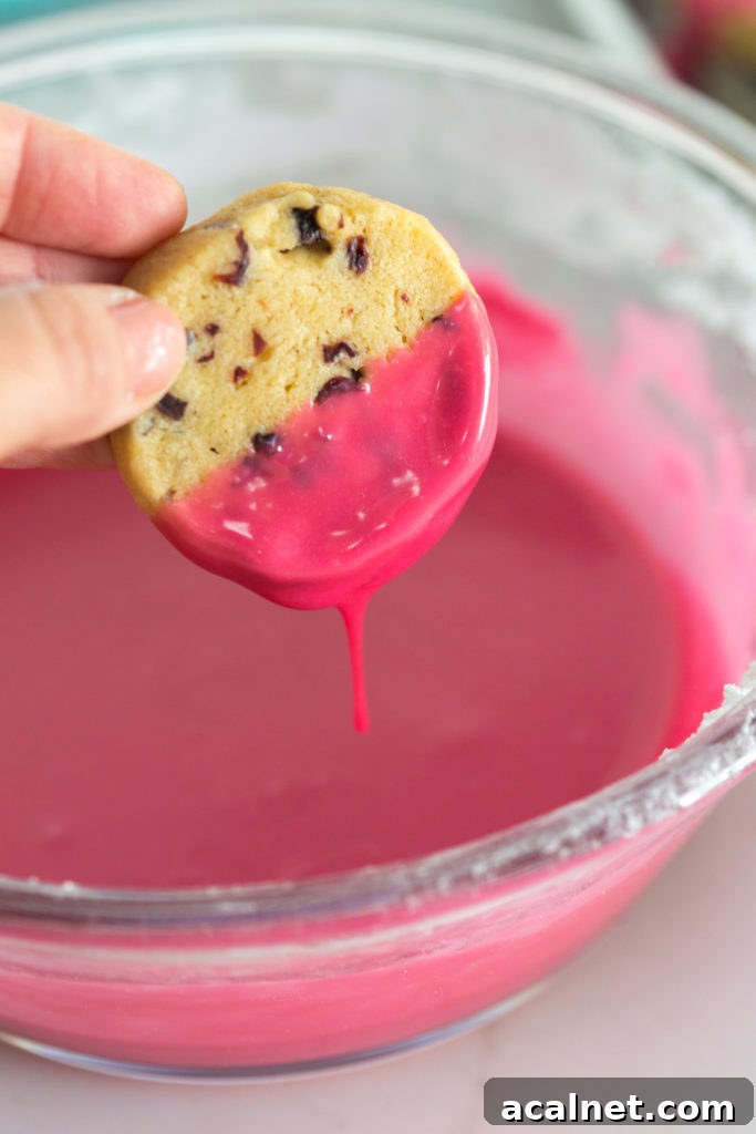 Dunking Glazed Hibiscus Shortbread Cookies