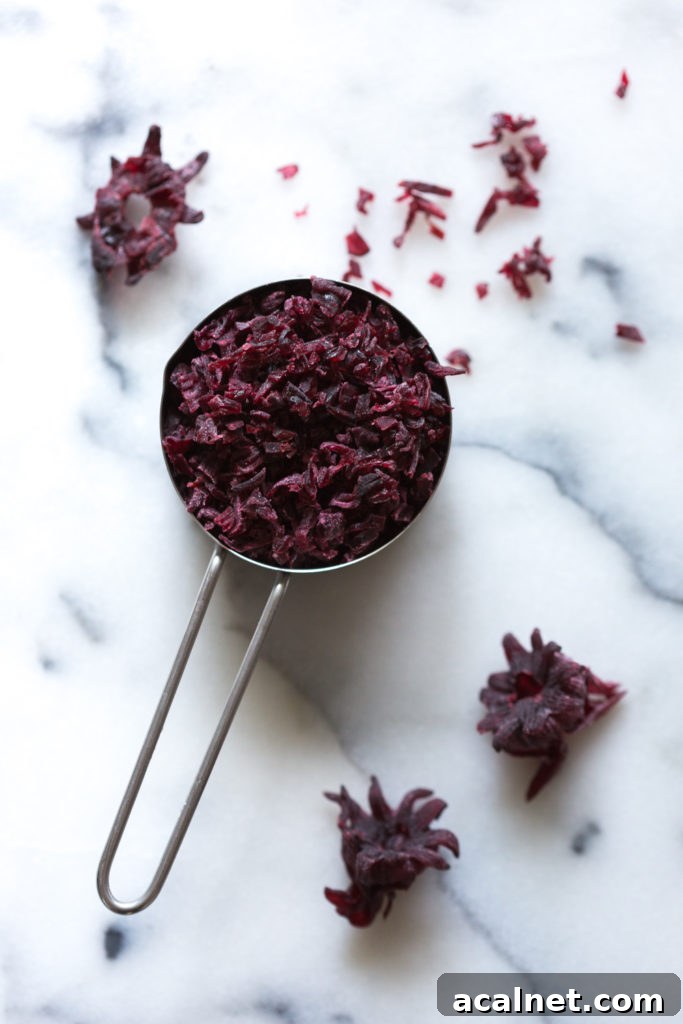 Chopped dried hibiscus flowers 