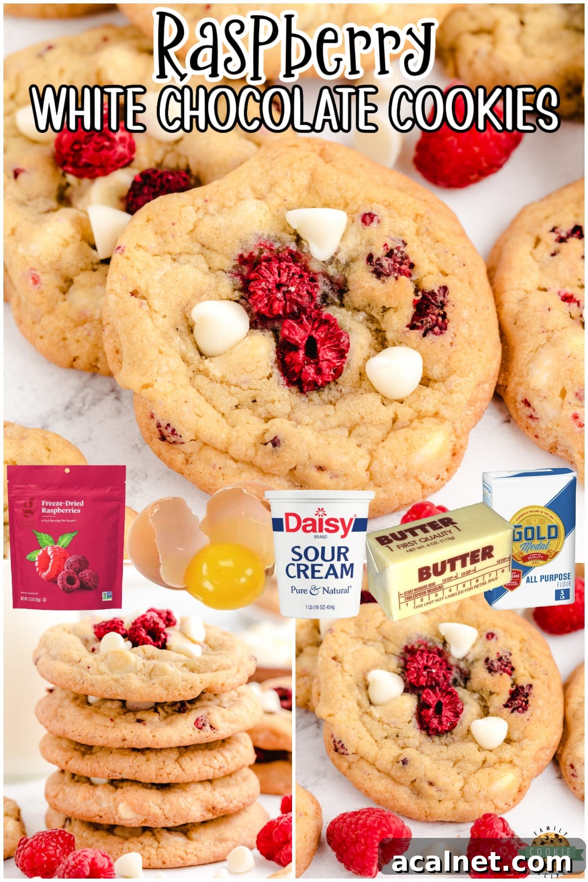 Raspberry White Chocolate Cookies are soft & buttery cookies packed with white chocolate chips and raspberries!