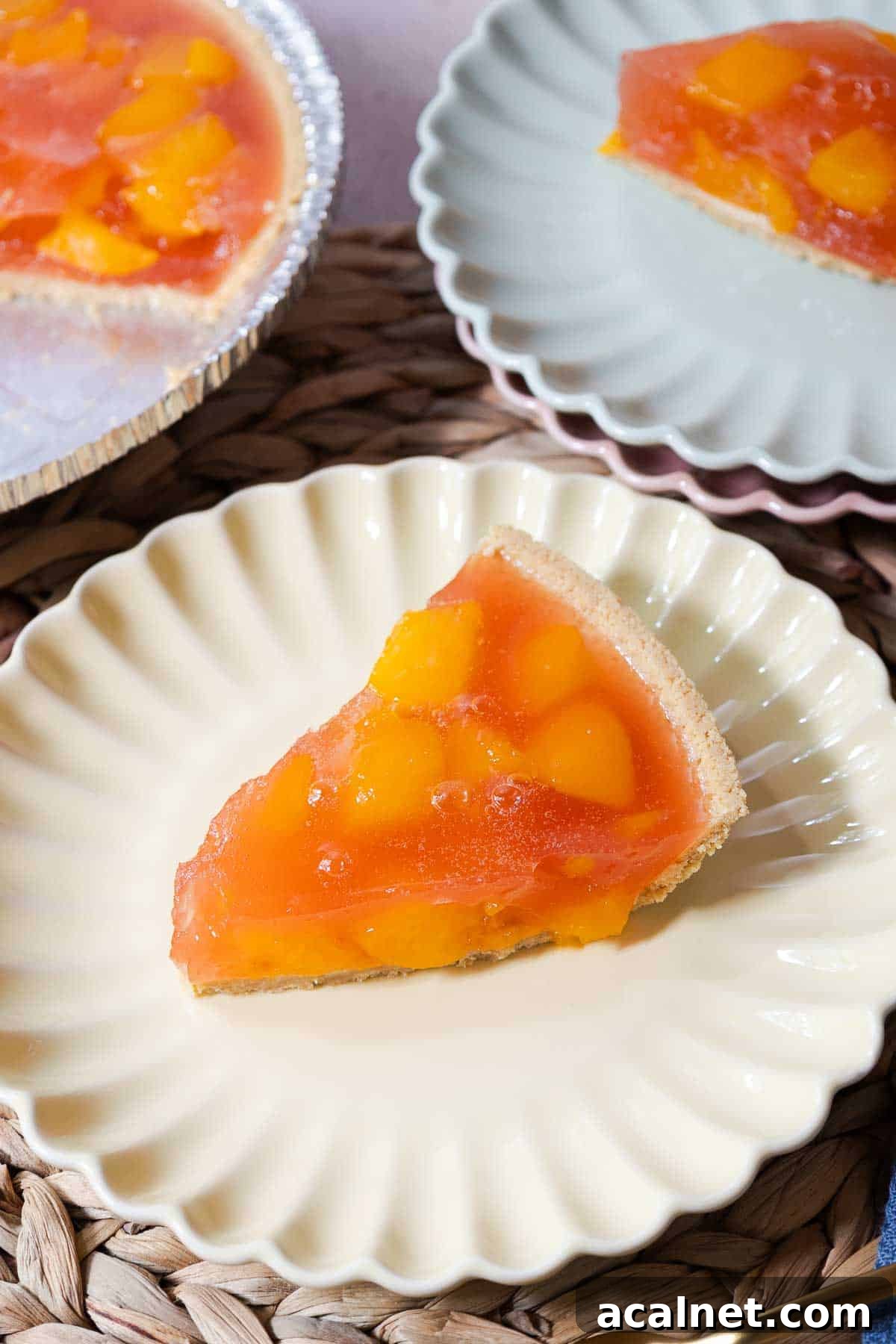 A slice of peach Jello pie.