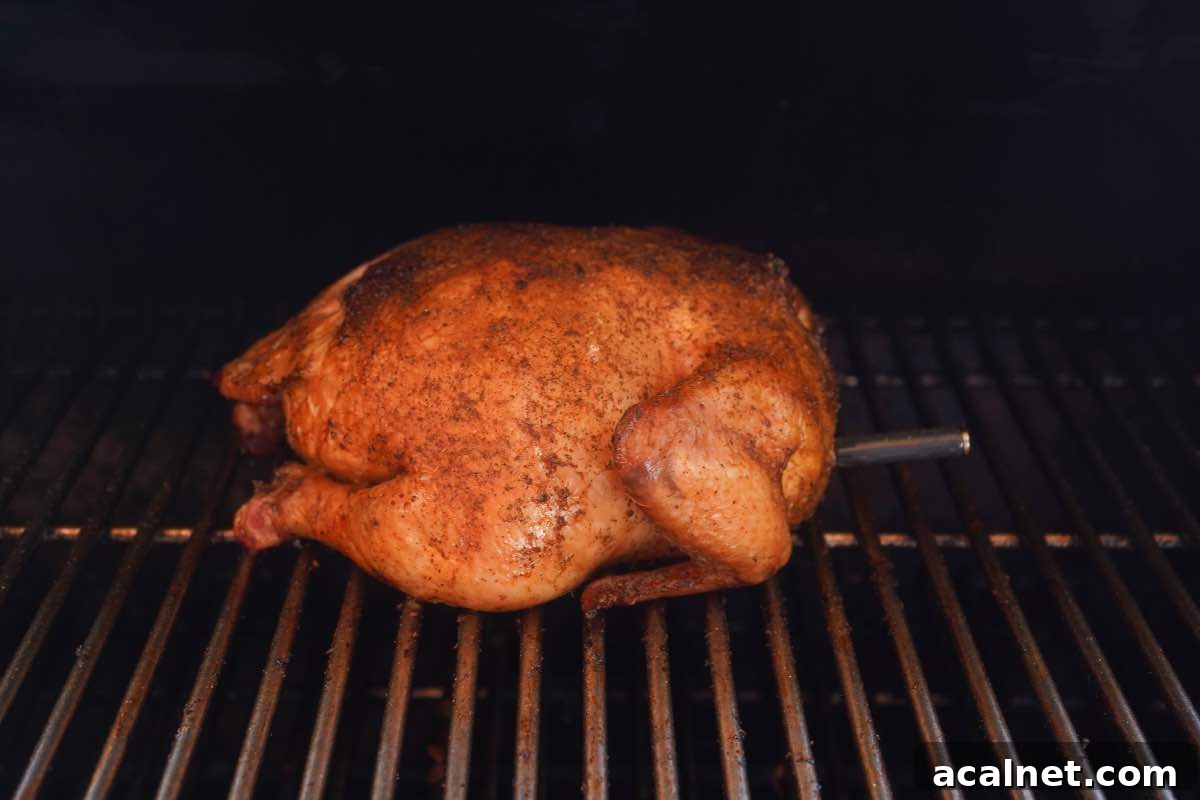 Smoked whole chicken after cooked