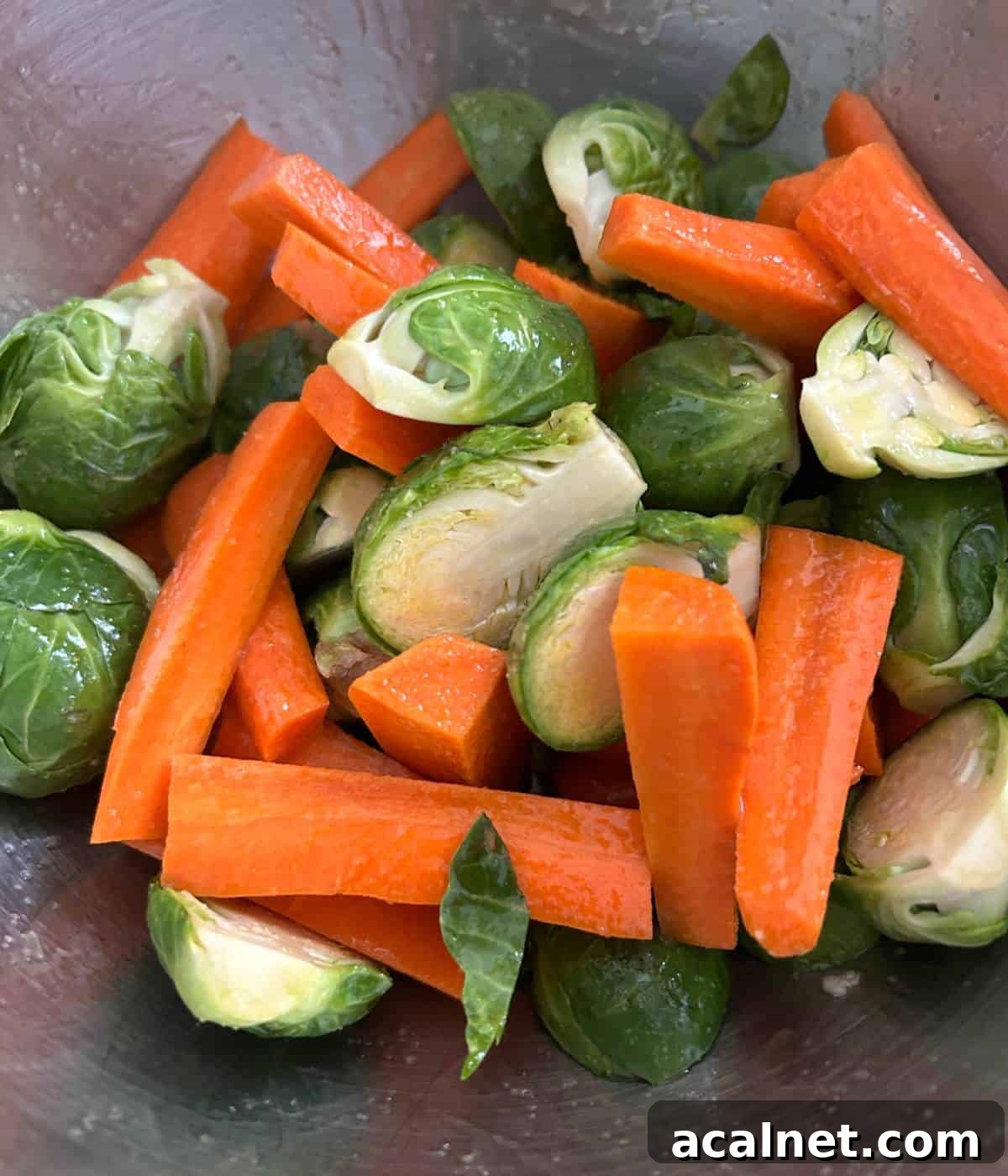 Vegetables tossed in olive oil and salt.
