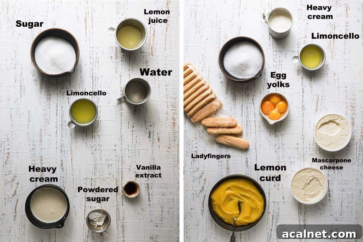 Limoncello Tiramisu Recipe: A Refreshing Citrus Twist on Tiramisu 3 ingredients to make limoncello syrup and tirmaisu.