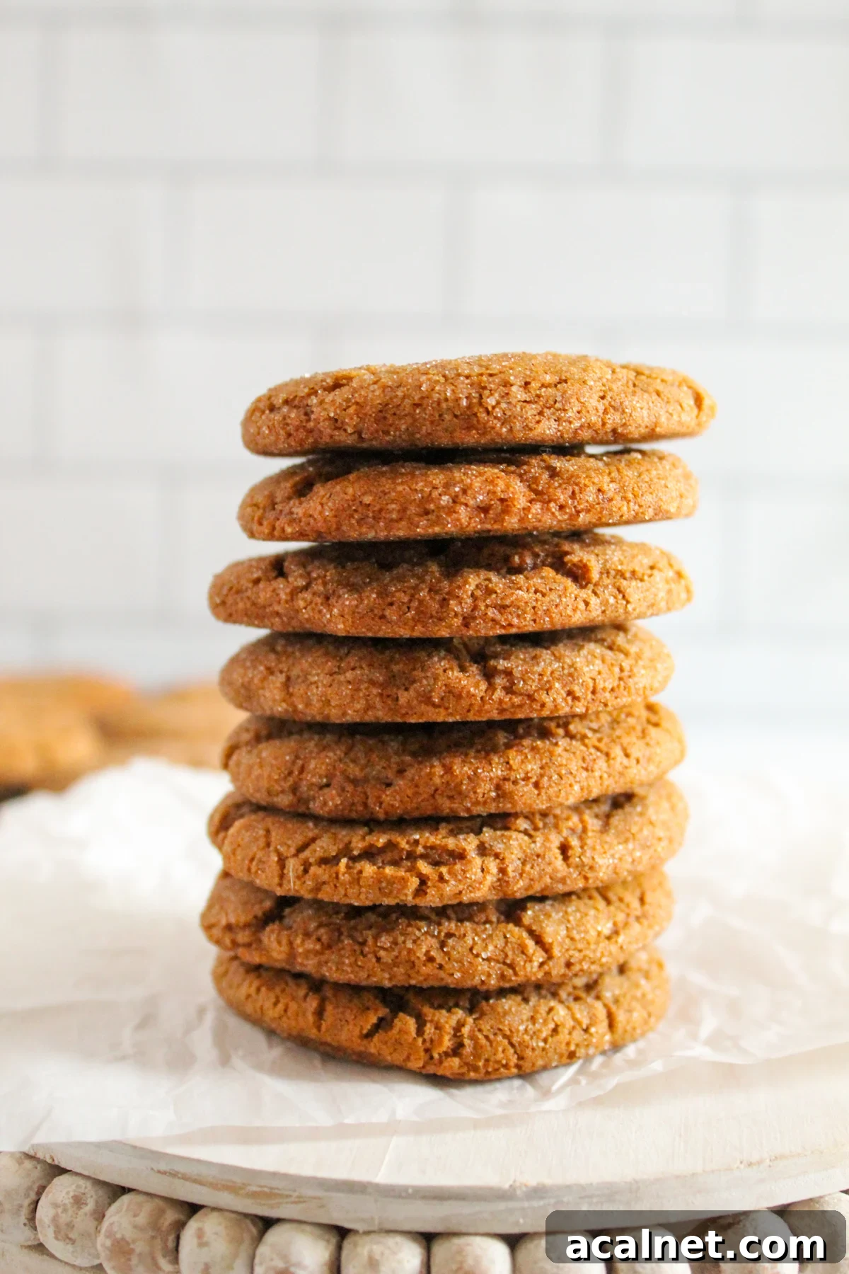 stack of gluten free molasses cookies.