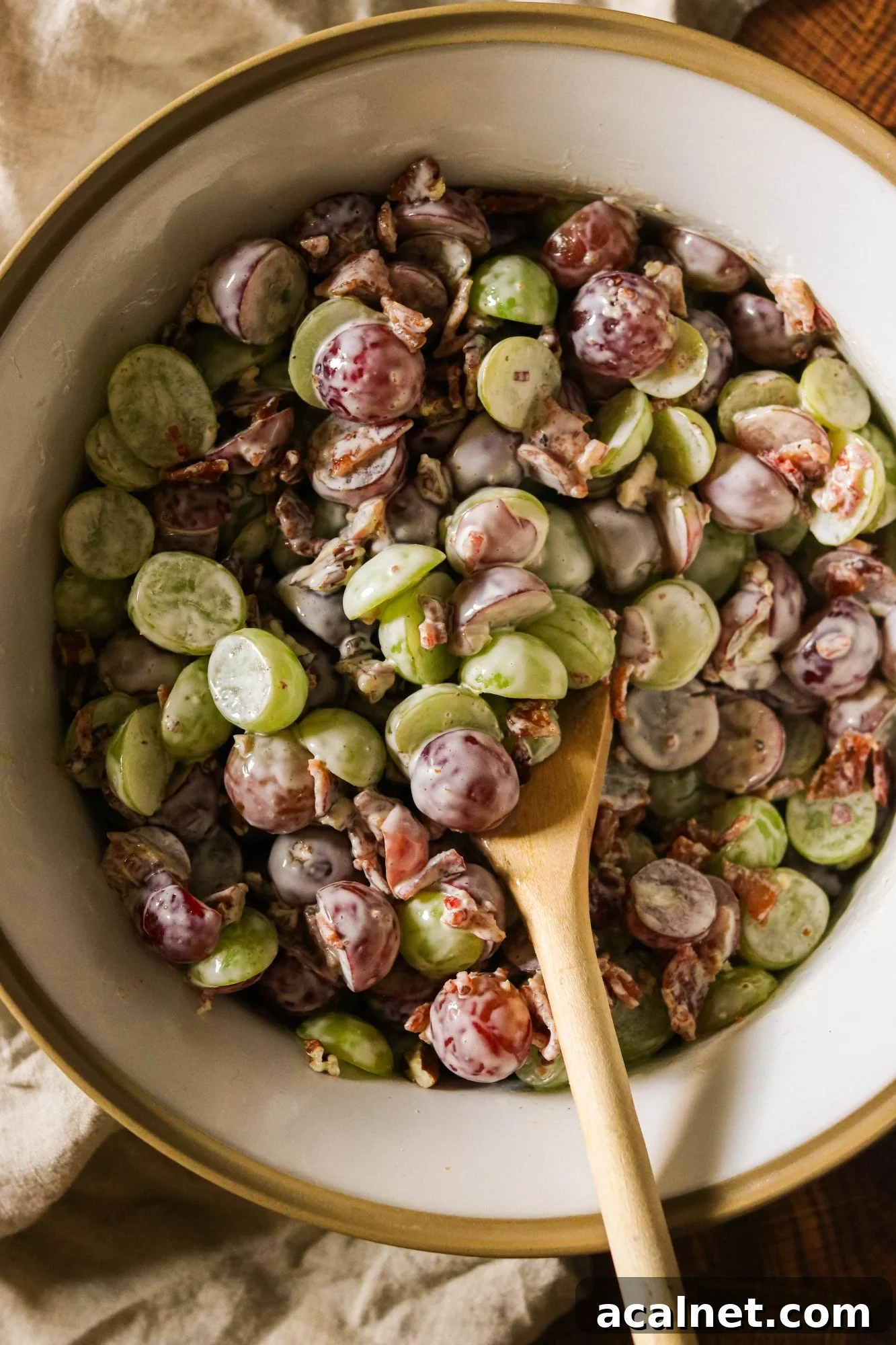 creamy grape salad served in a bowl
