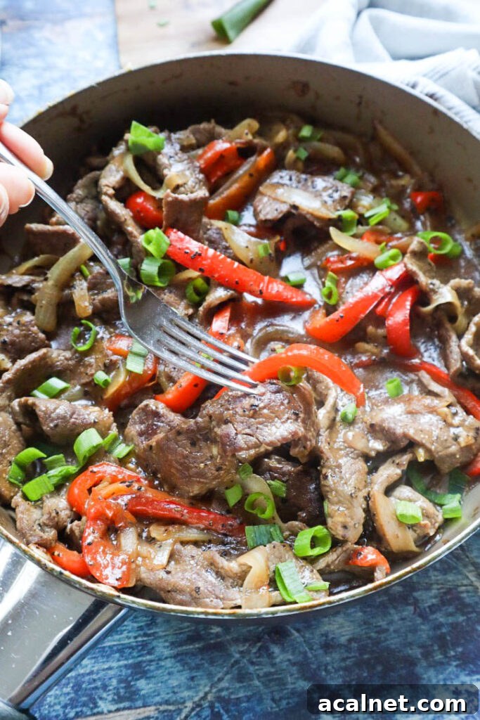 Finished garlic pepper beef