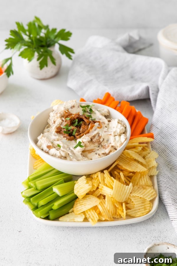 French Onion Dip served on a platter. 