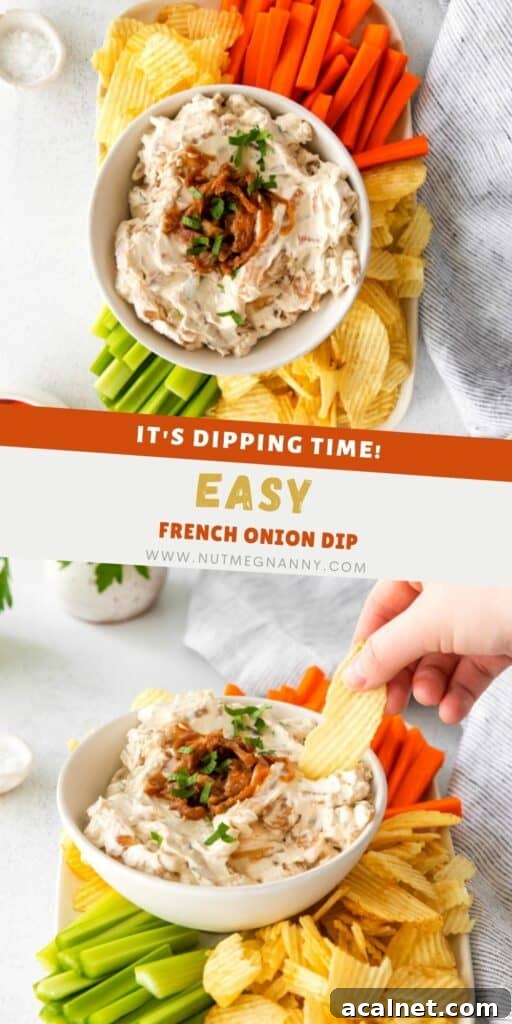 French Onion Dip pin for Pinterest. 