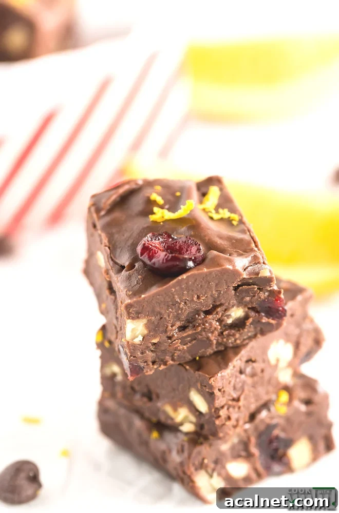 Chocolate Orange Fudge with Cranberry & Pecans