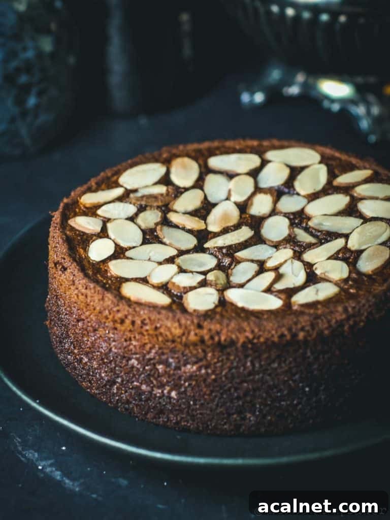 spongy vegan grain-free cake with almonds