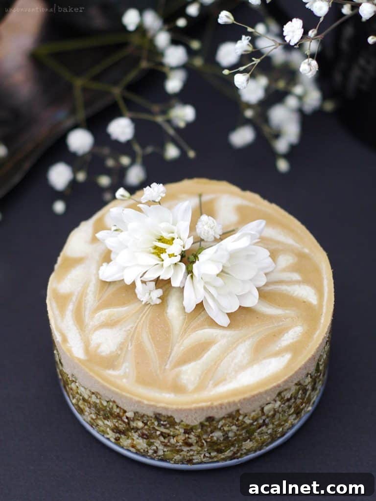 Easy Tahini Cheesecake (no-bake & free from: nuts, gluten & grains, dairy, eggs, oil, and refined sugar)