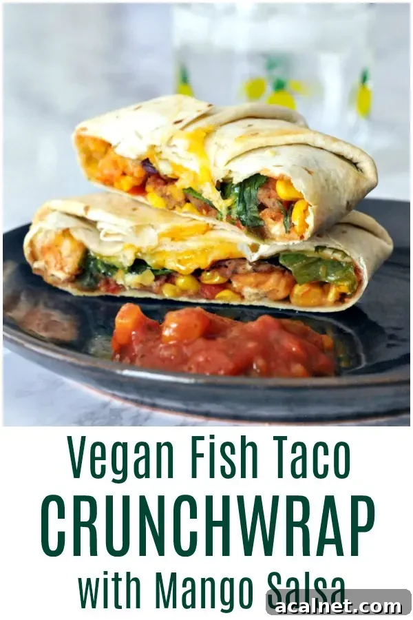 Fish Taco Crunchwrap with Mango Salsa @spabettie #vegan