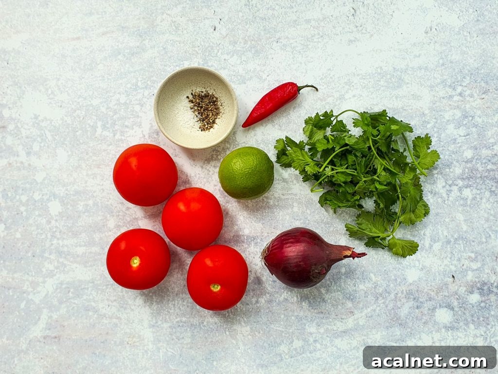 Ingredients for pico de gallo
