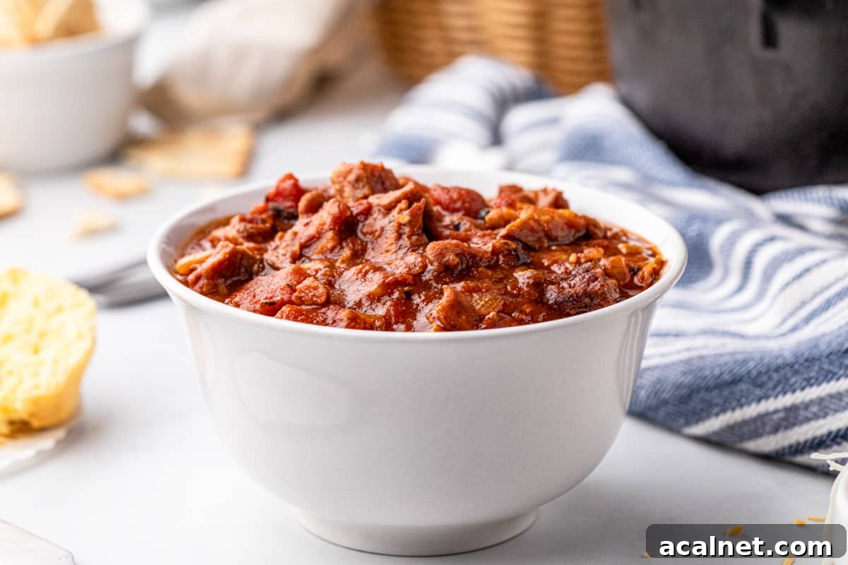 Smoked Brisket Chili in bowl