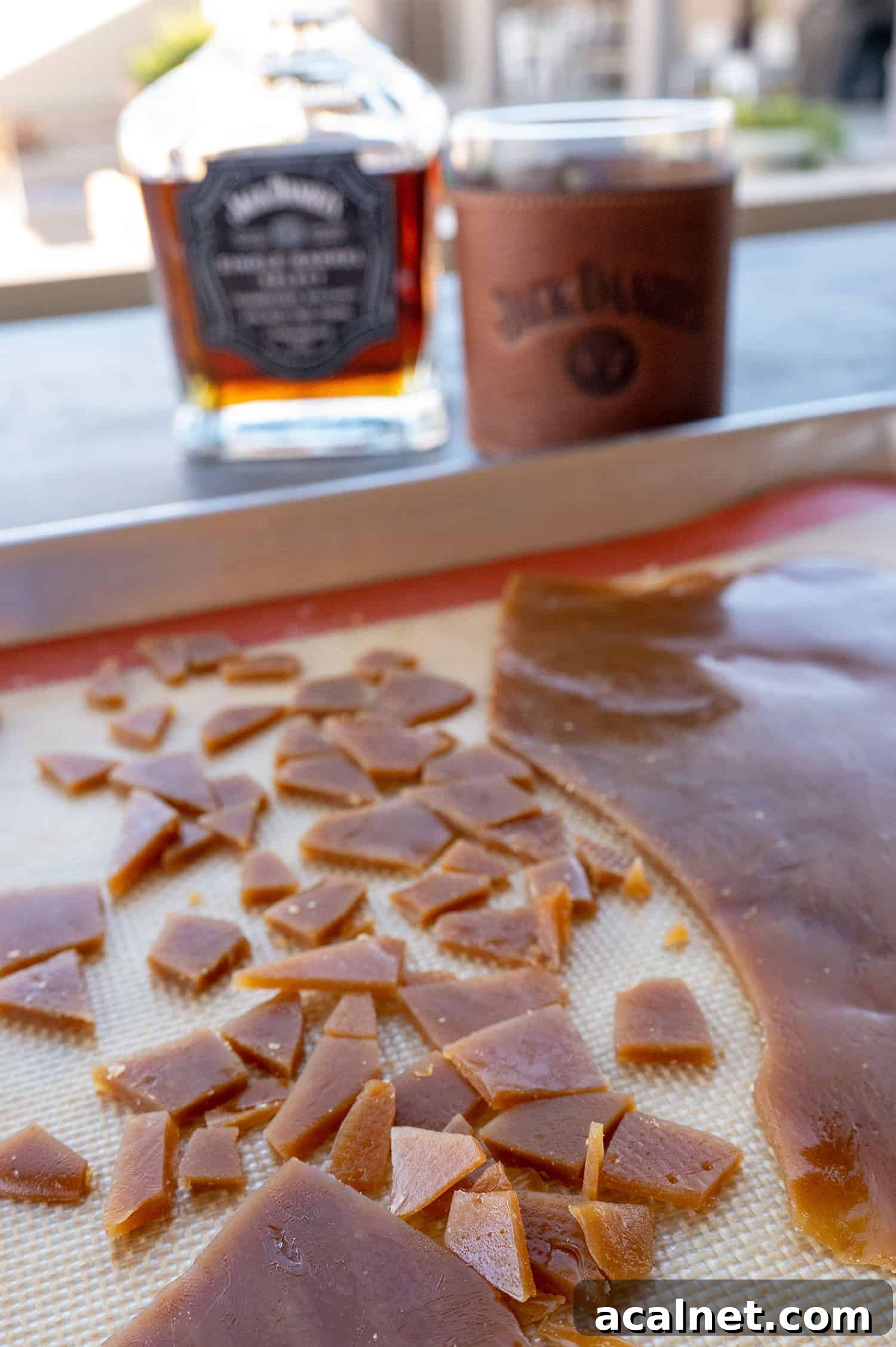 Whiskey Toffee Chocolate Chip Cookies Recipe 6 whiskey toffee cracked on lined pan