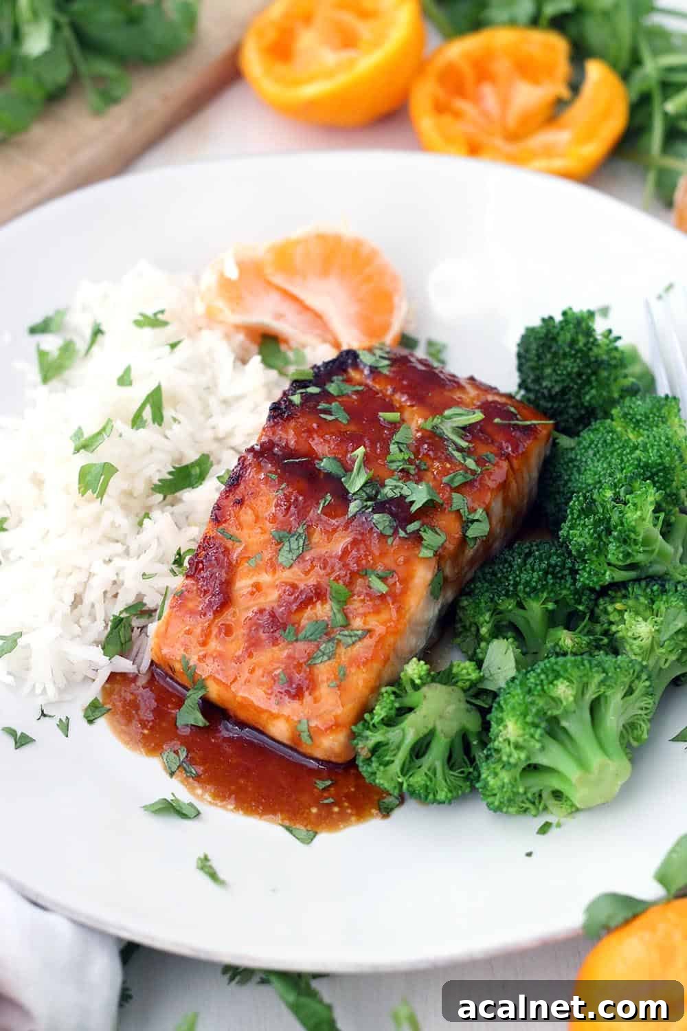 Mandarin Orange Glazed Salmon by Bowl of Delicious