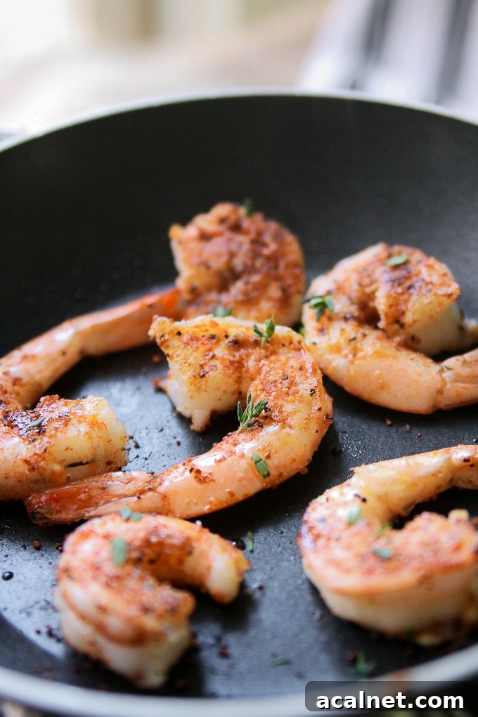 Shrimp in a frying pan.