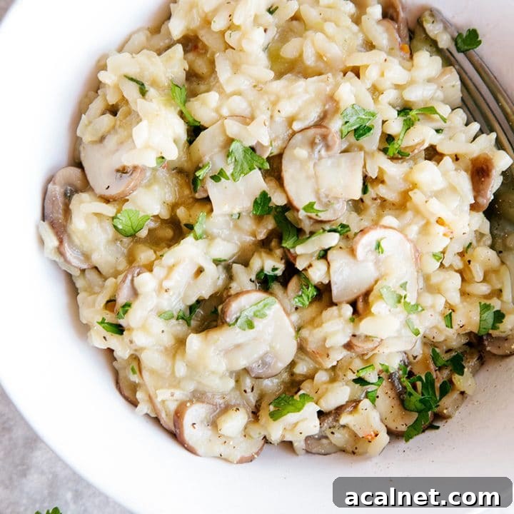 Creamy Mushroom Risotto (Vegan + GF)