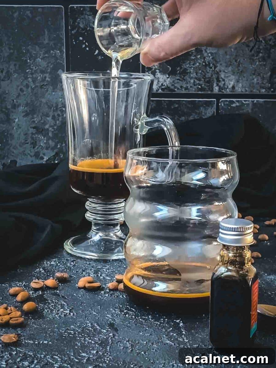 Add vanilla syrup to the espresso.