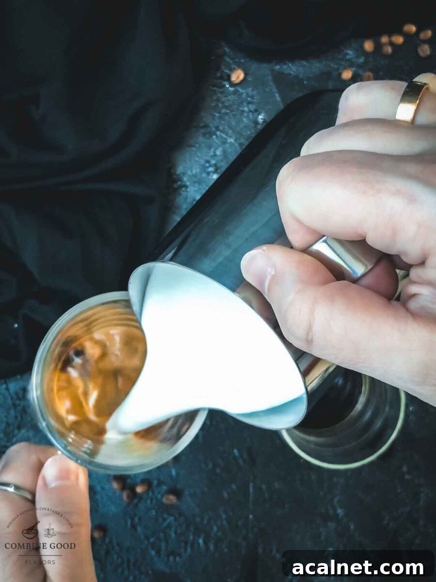 Pour the frothed milk on top.