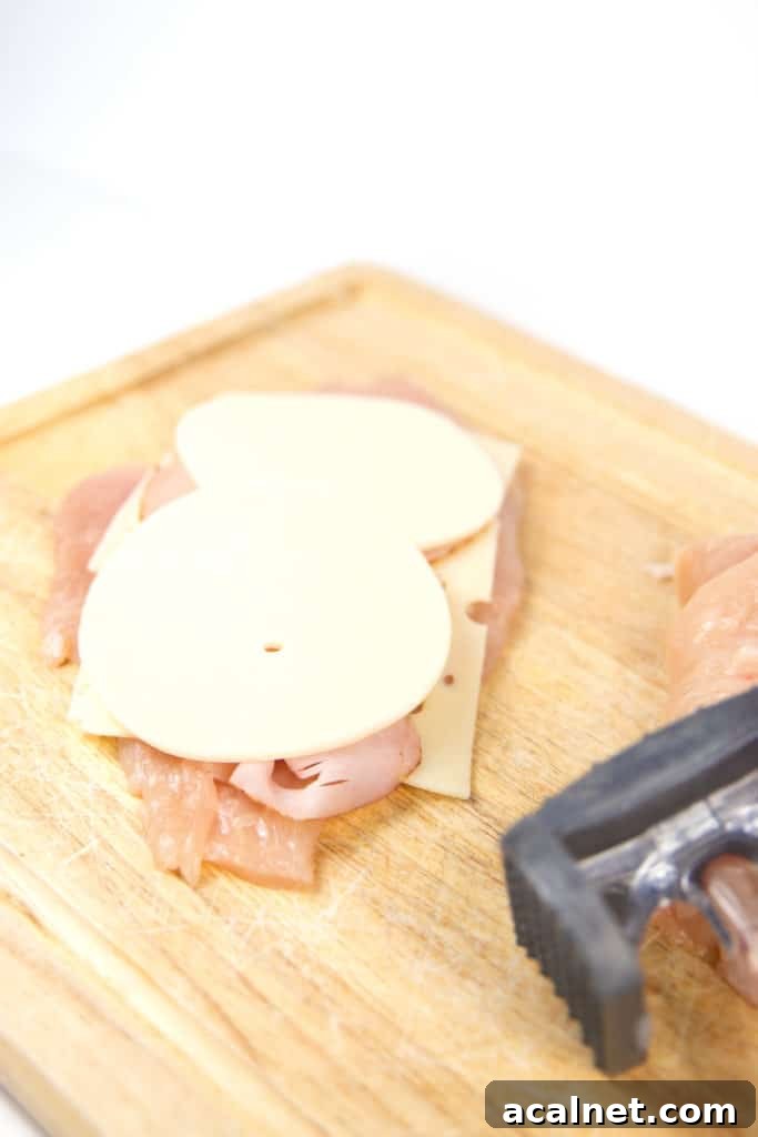stacked ingredients inside chicken