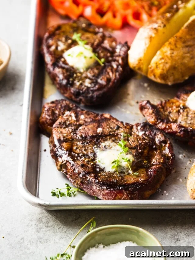 Grilled Rib-Eye Steak with Baked Potato