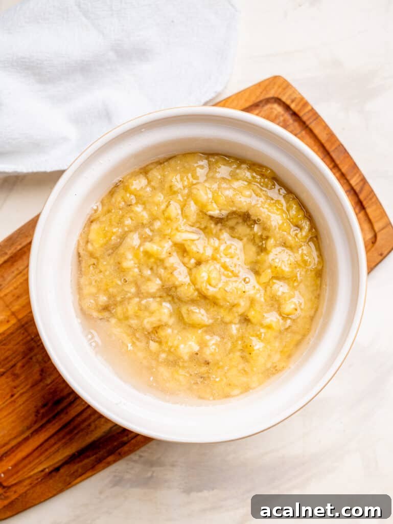 3 ingredient banana muffin ingredients in a bowl.