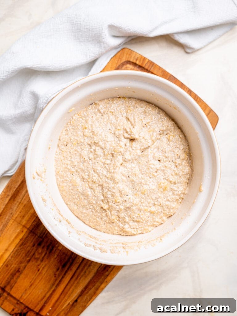 Healthy banana muffin batter.
