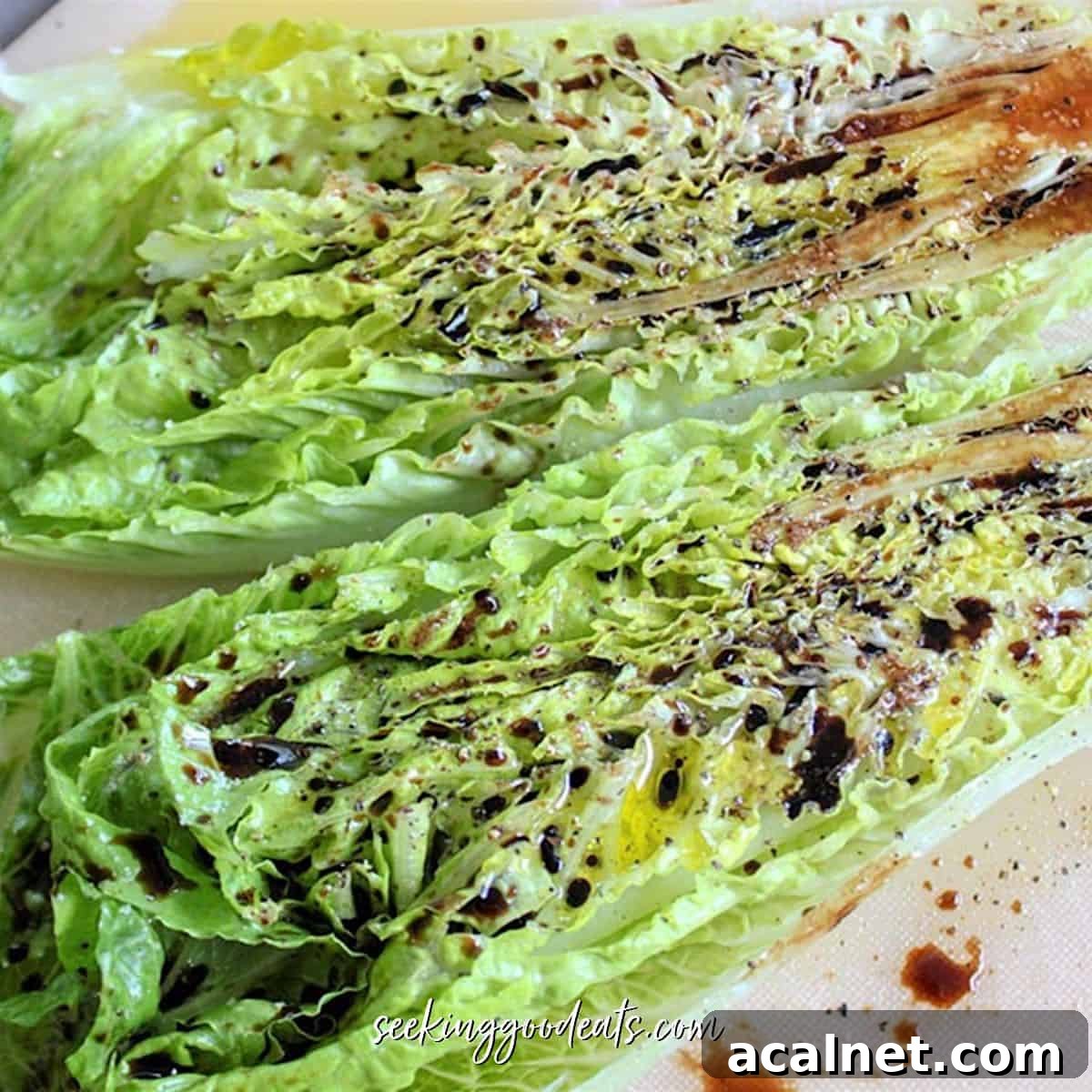 Romaine hearts brushed with balsamic vinaigrette.