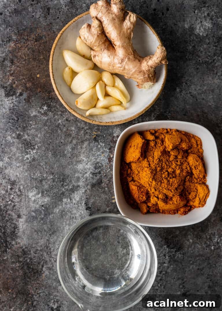 overhead process shot: titled image (and shown) vindaloo curry paste ingredients