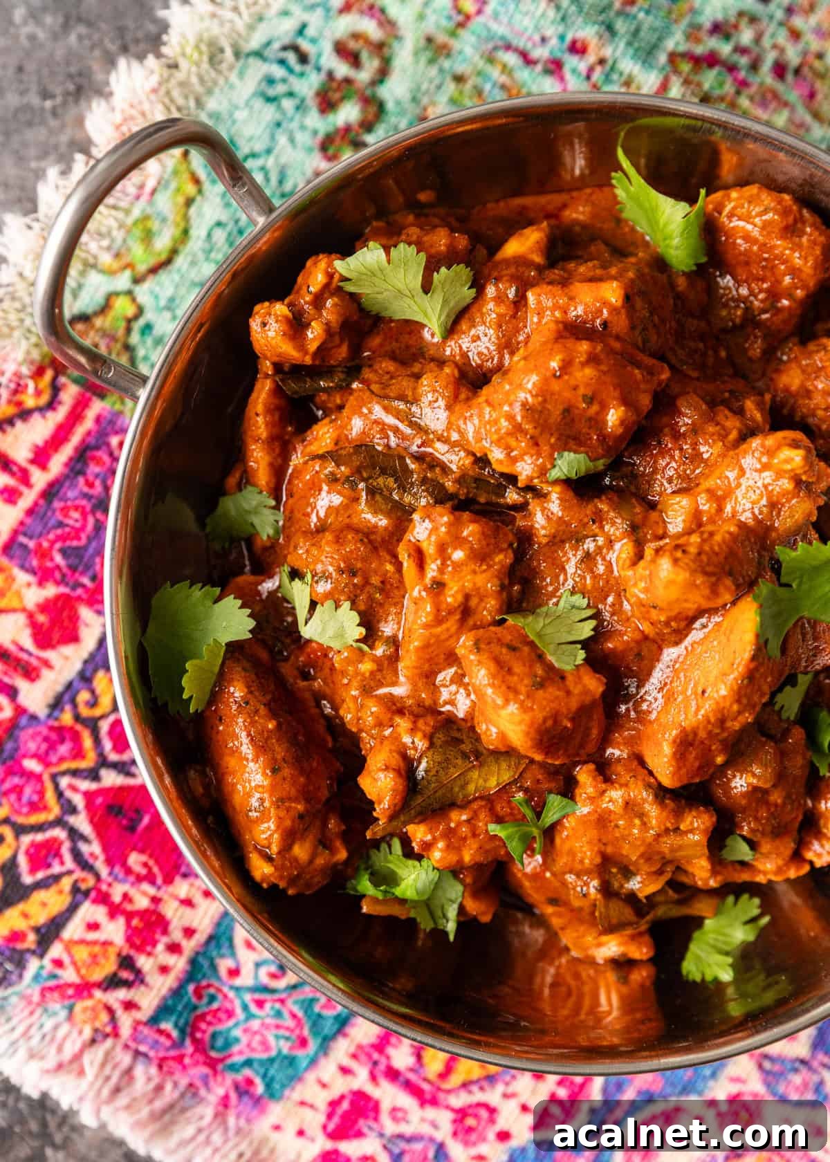 closeup overhead: ready to serve vindaloo recipe