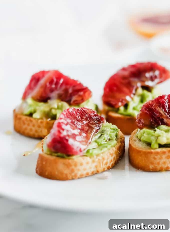 blood orange avocado crostini