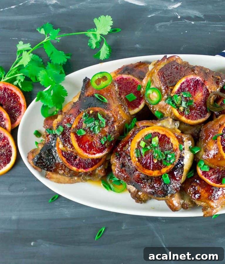sticky asian blood orange chicken