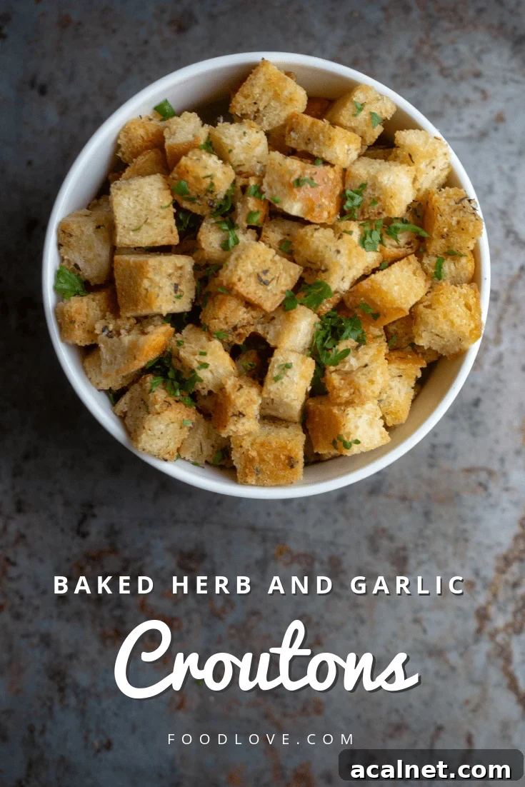 Baked Herb and Garlic Croutons