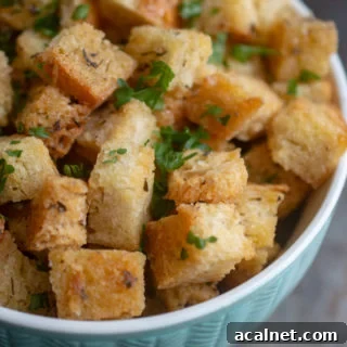 Crisp Herb & Garlic Croutons Recipe for Salads and Soups 7 Baked Herb and Garlic Croutons