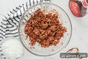 Amaretto Booze Balls: Almond Liqueur Truffles Recipe 6 Bowl of combined chocolate Amaretto ball mixture.
