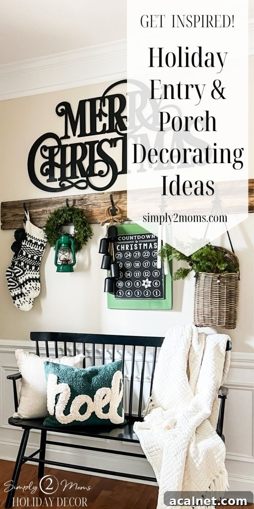 Holiday entry and porch decorating inspiration collage