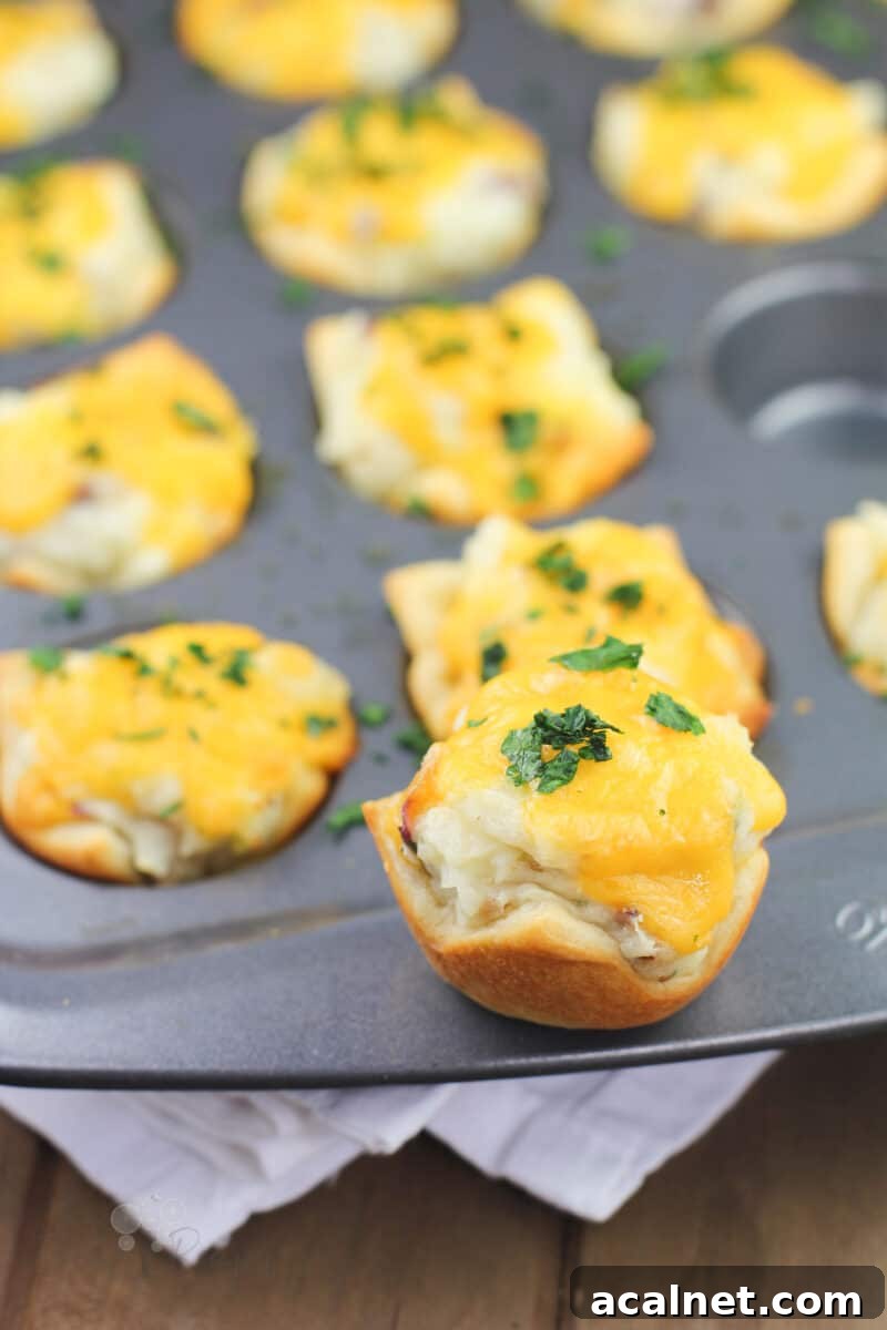 potato cup sitting on the rim of muffin pan