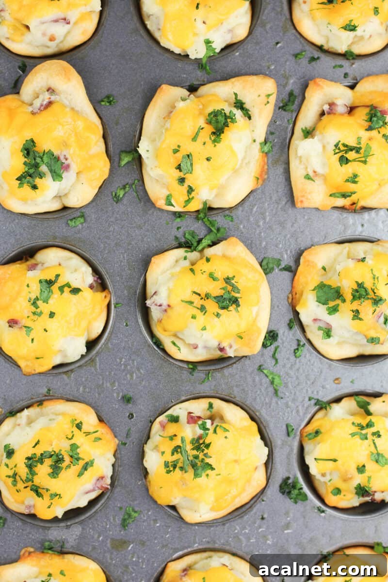 top down view of crescent cups in mini muffin tin