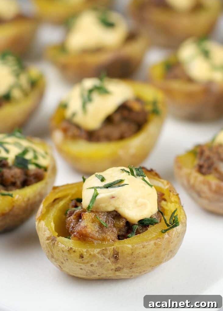 mini potato skins on white dish